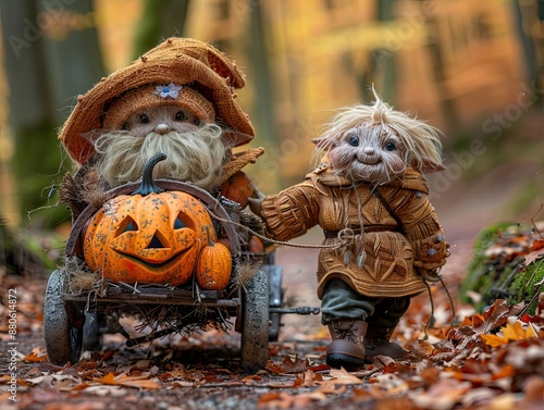 scarecrow and pumpkins photo