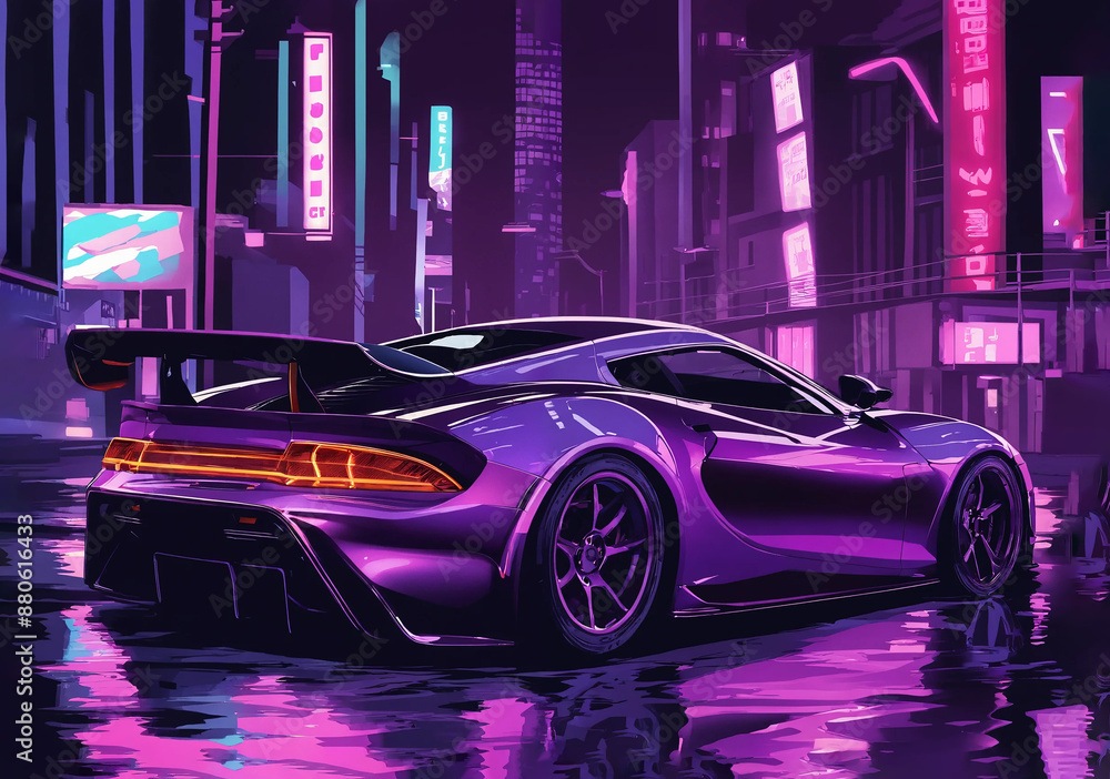 racing car in the night city