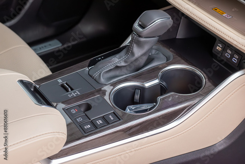 Center console of a modern luxury car 