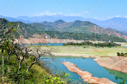 lake and mountains, pathankot, punjab, india