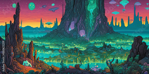 Alien fantasy landscape. Di...