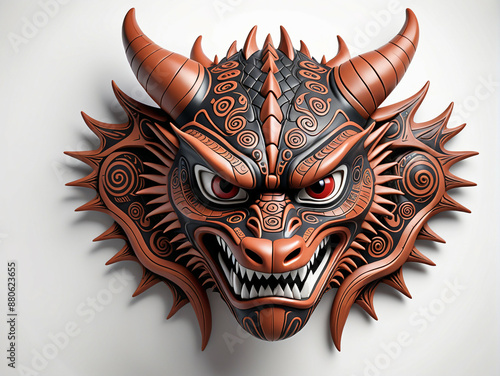 Wooden Dragon mask. Isolate...