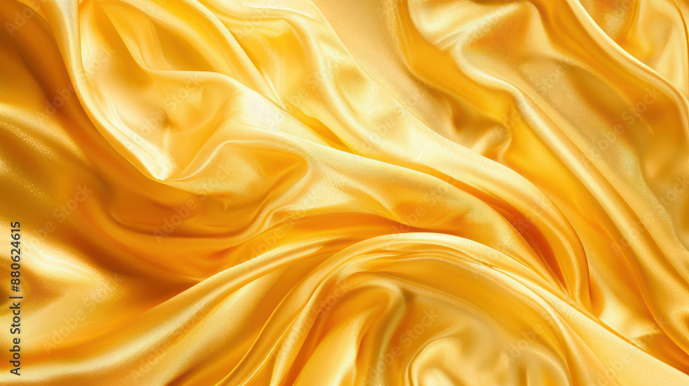 Golden yellow silk flowing gracefully over a surface, creating a luxurious backdrop. Perfect for designs, web banners, or special occasions like weddings, Christmas, or Valentine's Day. Golden yellow silk flowing gracefully over a surface, creating a luxurious backdrop. Perfect for designs, web banners, or special occasions like weddings, Christmas, or Valentine's Day.