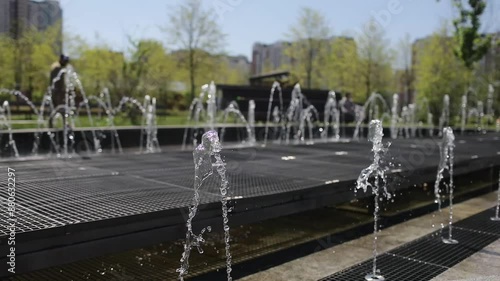 The fountain is a close-up in the summer in the park.