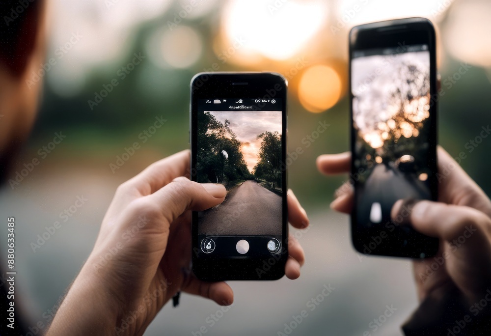 hand pointing another holding smartphone hand pointing another holding smartphone