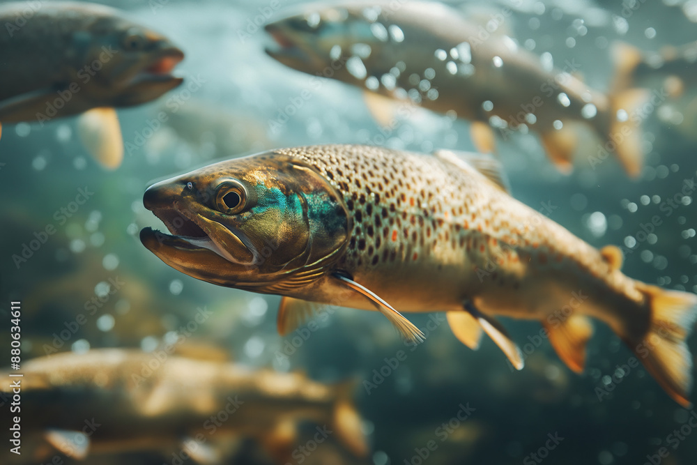 animals by ai // trout swimming in water, closeup, river, underwater, blurred fishes background, photorealistic // ai-generated animals by ai // trout swimming in water, closeup, river, underwater, blurred fishes background, photorealistic // ai-generated