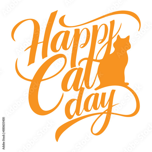 Happy Cat Day typography design silhouette vector illustration photo