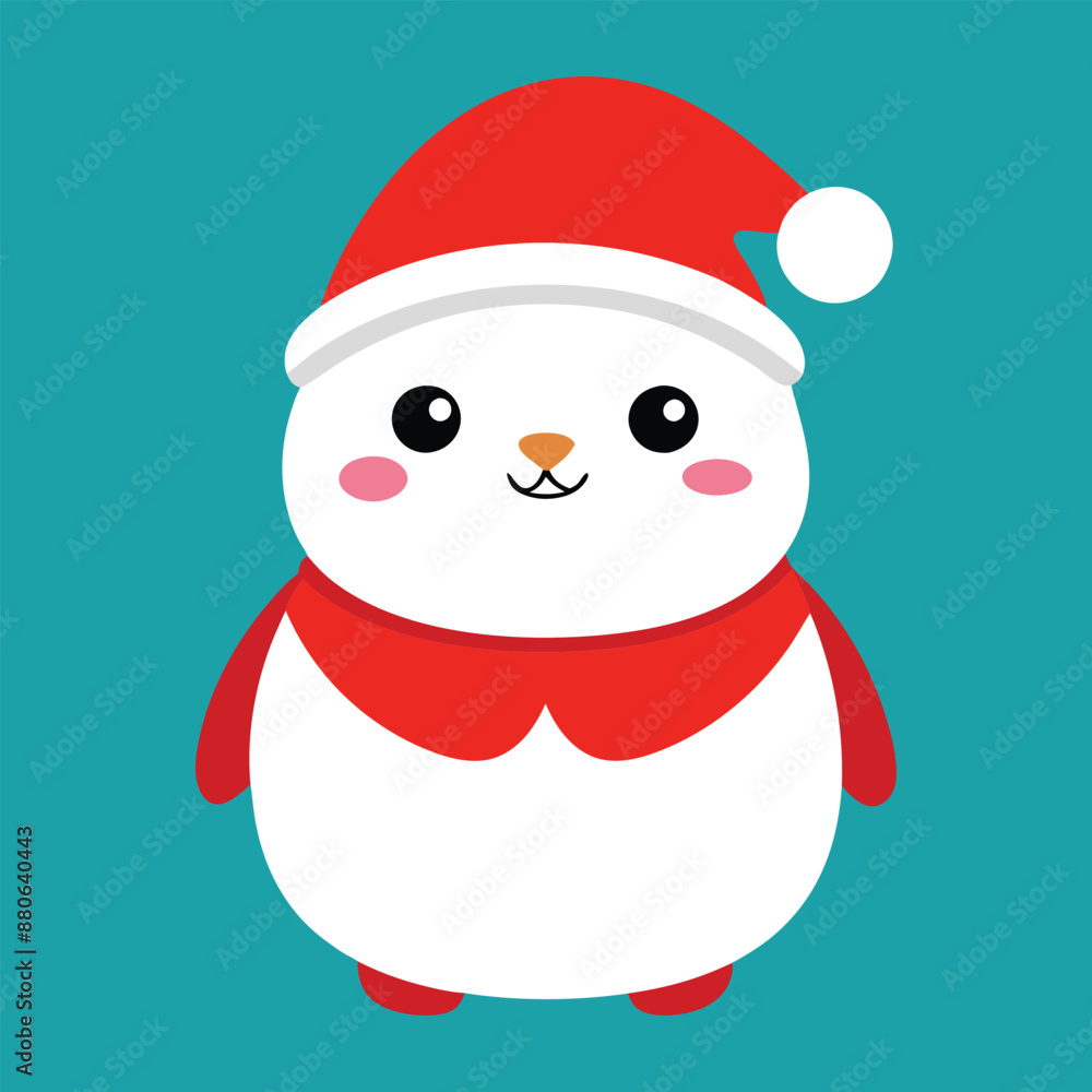 Happy New Year Merry Christmas Cute Animal Cartoon Character - Kids Funny Snowman in Santa Art Vector Illustration Happy New Year Merry Christmas Cute Animal Cartoon Character - Kids Funny Snowman in Santa Art Vector Illustration