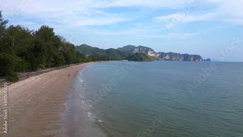 Wallpaper Mural  sea washing tropical beach, walking on sand. Lovely aerial view flight drone Torontodigital.ca