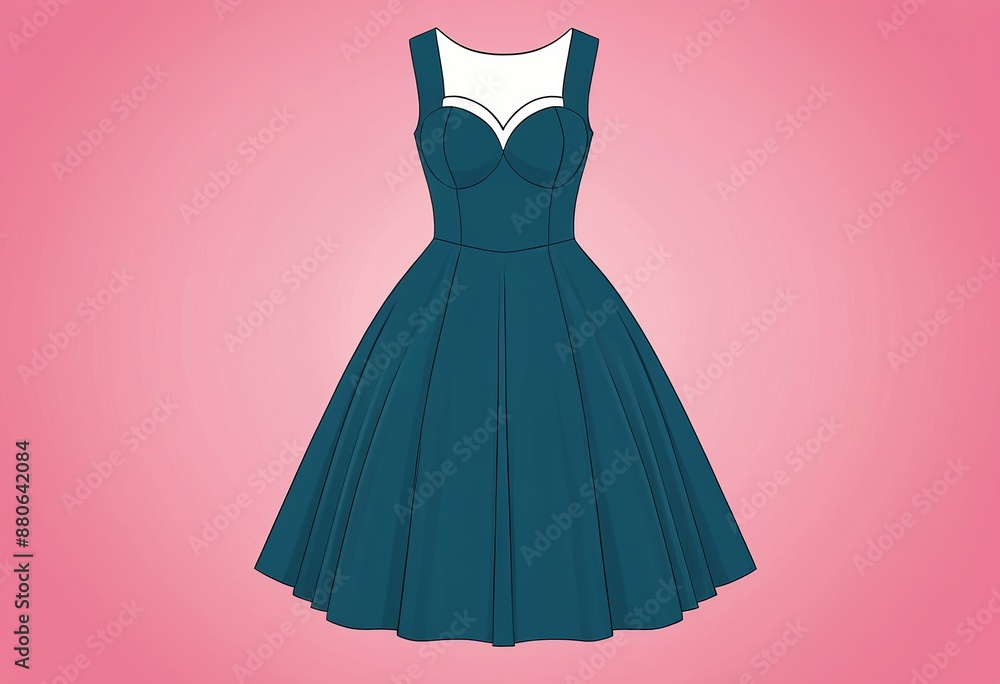 Obraz premium Sleeveless Cocktail Dress Vector Graphic for Your Designs