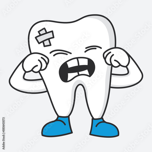 Crying Tooth Cartoon in Pain