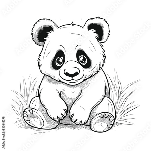 panda mascot linening vector