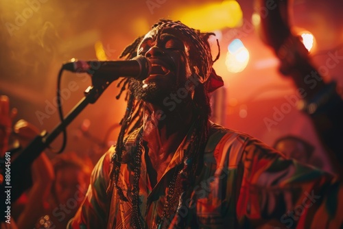 A Male Reggae Singer Performing Live at a Concert
