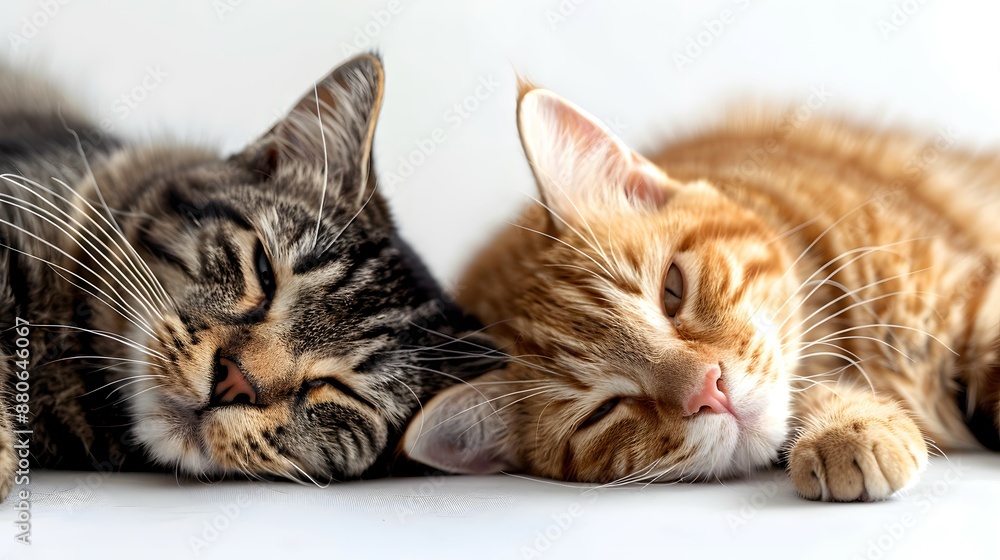 International Cat Day. Two striped fluffy cats lie lazily. Pet Day International Cat Day. Two striped fluffy cats lie lazily. Pet Day