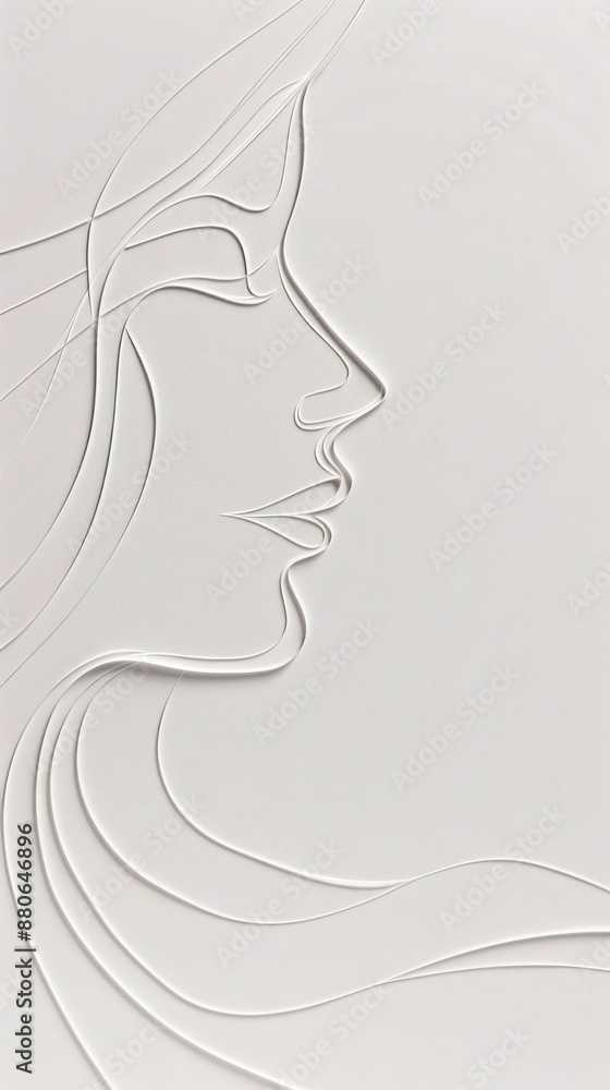 Elegant line art profile of a woman's face view Elegant line art profile of a woman's face view