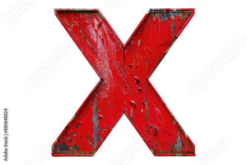 X mark painted red isolated on transparent background