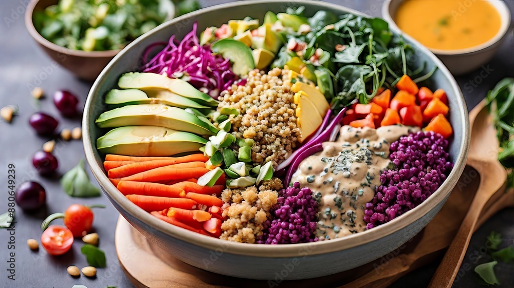 Top view delicious salad on the table Top view delicious salad on the table