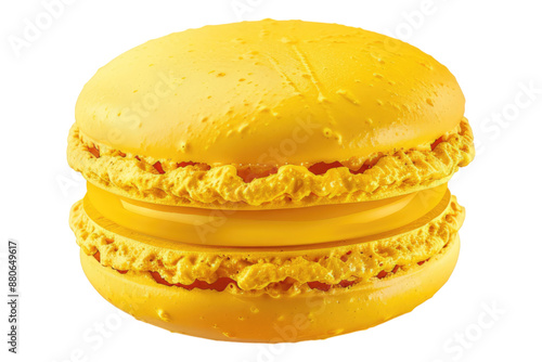 Yellow macaroons isolated on transparent background