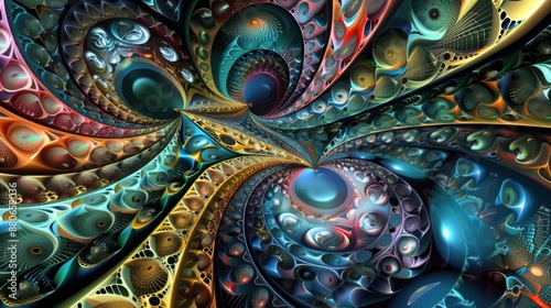 Wallpaper Mural Enigmatic Fractal Symphony: Captivating Geometric Patterns of Mathematical Beauty Torontodigital.ca