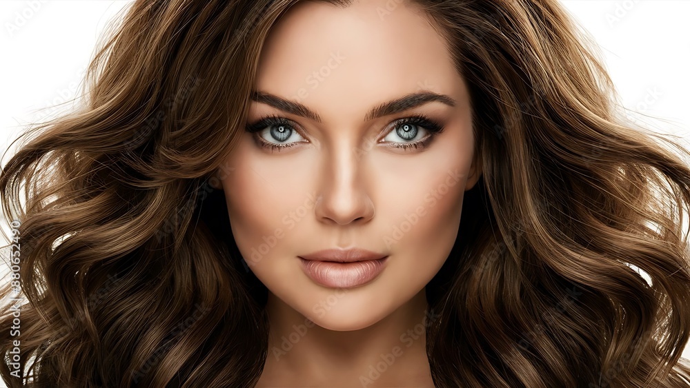 Beauty female face. Beautiful brunette woman, portrait close up. Portrait of Beauty woman with blue eyes. Beauty face.