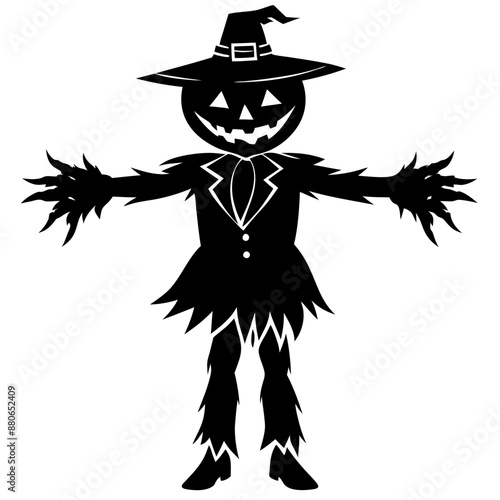 Halloween Pumpkin scarecrow silhouette