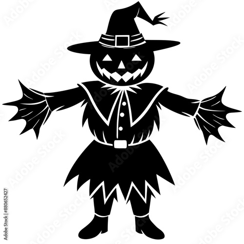 Halloween Pumpkin scarecrow silhouette