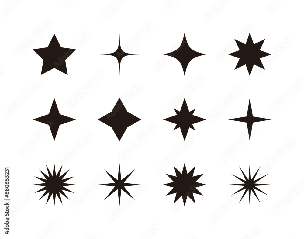 A set of light, star, shine, bright, spark, illuminated icon illustrations with twinkle effect. A set of light, star, shine, bright, spark, illuminated icon illustrations with twinkle effect.