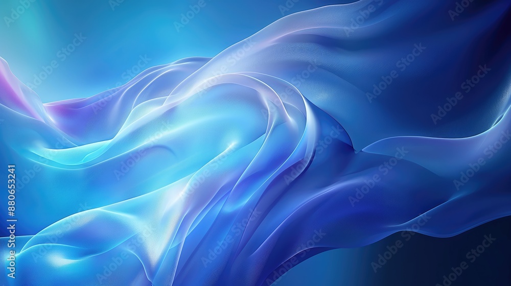 Obraz premium Wavy blue background with glowing effect. Vibrant abstract texture for background