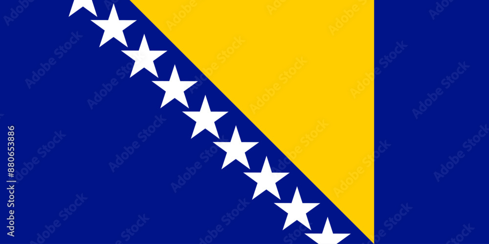 Fototapeta premium The official national flag of Bosnia and Herzegovina. Correct proportions and colors. Vector illustration