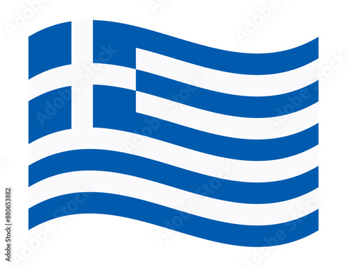 Wavy flag of Greece, isolated on transparent background. Flag of the Hellenic Republic. Vector illustration