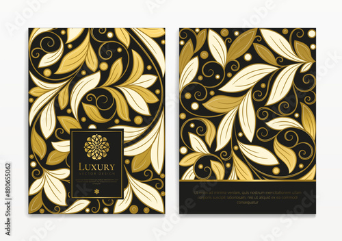 Gold vintage greeting card design with a white background. Luxury vector ornament template. Mandala. Great for invitation, flyer, menu, brochure, wallpaper, decoration, or any desired idea.
