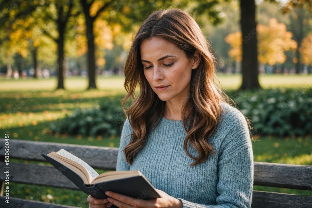 portrait of Woman reading a book outside portrait of Woman reading a book outside