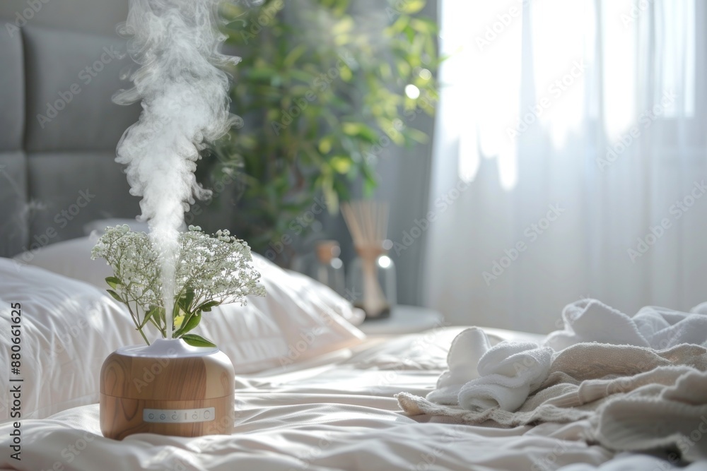 Aromatic lamp modern humidifier, aromatherapy steam scent from essential oil diffuser in bed room Aromatic lamp modern humidifier, aromatherapy steam scent from essential oil diffuser in bed room