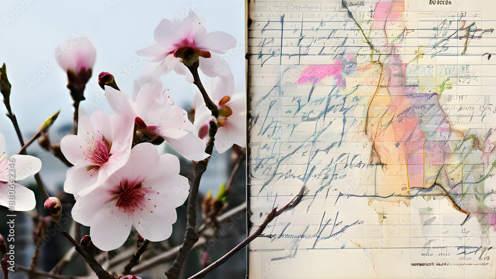 Fototapeta premium Pink flowers plant beautiful with diary wallpaper