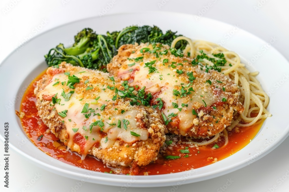 Mouthwatering Double-Dipped Chicken Parmesan with Linguine and Buttered Broccoli Rabe Mouthwatering Double-Dipped Chicken Parmesan with Linguine and Buttered Broccoli Rabe