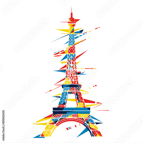 Minimalist vector quality design, graphic that is a summer Olympic games PARIS, on a white background Generative Ai