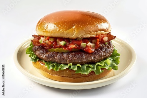 Delicious Doug Coslett Burger with A1 Steak Sauce and Crispy Bacon photo