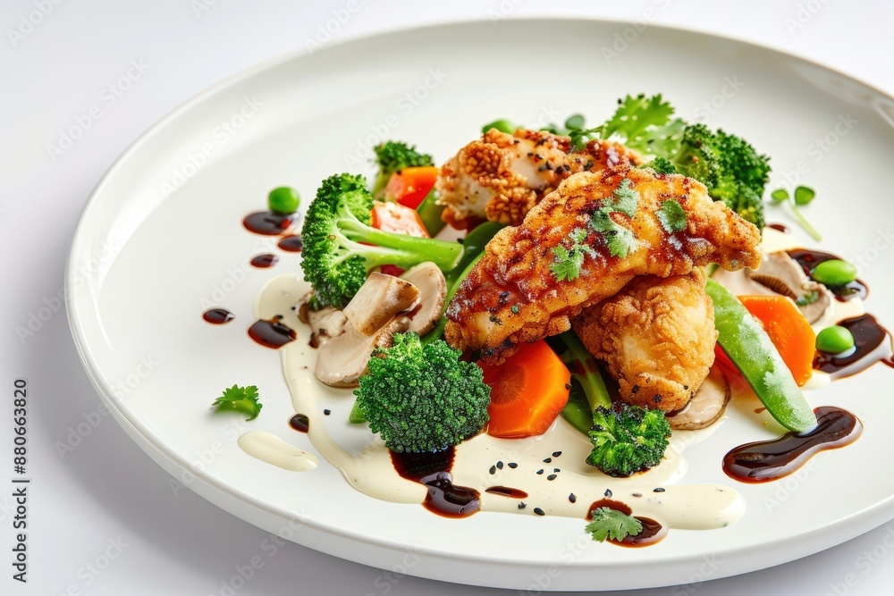 Gourmet Dragon Chicken with Fresh Vegetables and Rich Creamy Sauce Gourmet Dragon Chicken with Fresh Vegetables and Rich Creamy Sauce