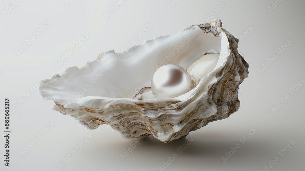 Generate a high-quality image of a pearl in an oyster shell Generate a high-quality image of a pearl in an oyster shell