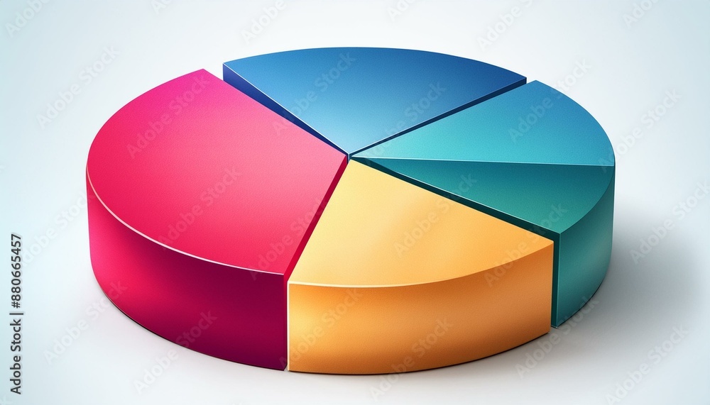 Fototapeta premium 3D pie chart on white background with business graph elements3D pie chart on white background with business graph elements