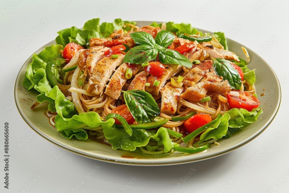Thai Noodles with Colorful Vegetables and Aromatic Basil Thai Noodles with Colorful Vegetables and Aromatic Basil