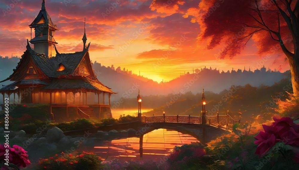 Fototapeta premium sunset in the mountains