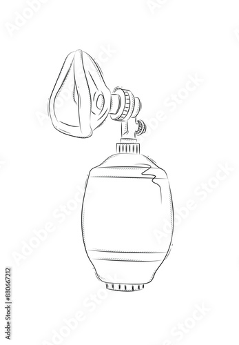 Obraz na płótnie Ambu bag mask for medical purposes drawing in graphic style on white background w salonie