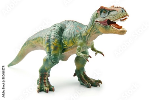 Toy Isolated. Plastic Tyrannosaurus Dinosaur Monster on White Background