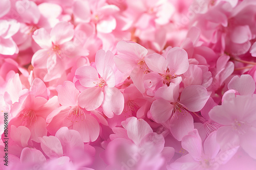 桜の花びらを一面に散りばめた背景素材 © Kinapi