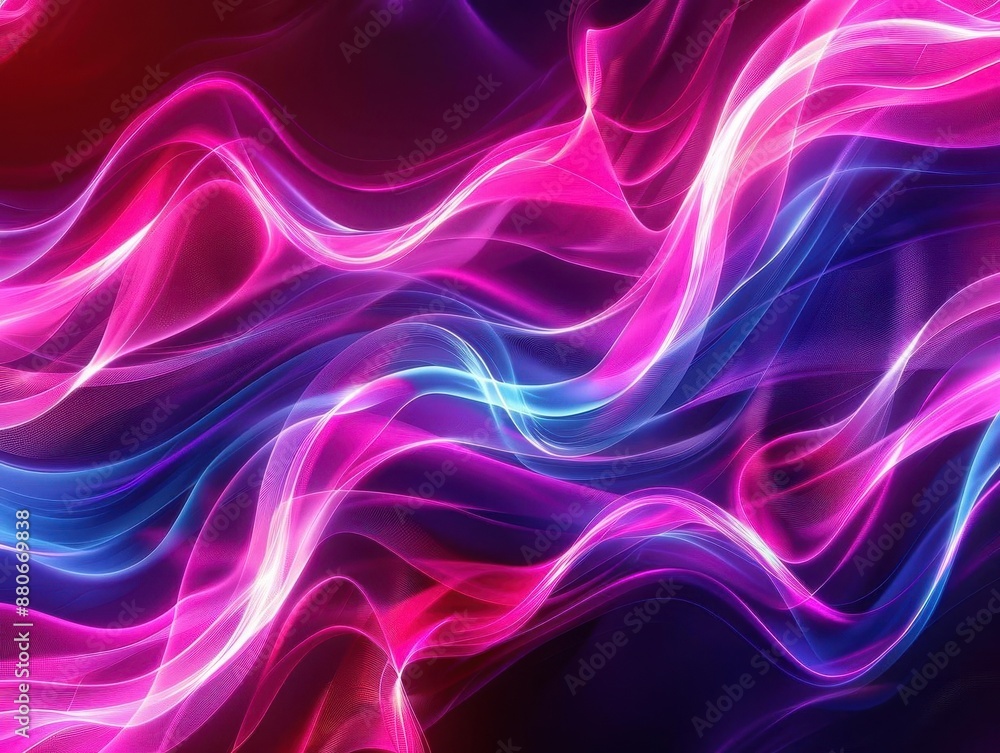 Naklejka premium mesmerizing abstract background with flowing neon waves creating a dynamic interplay of vibrant colors and fluid motion