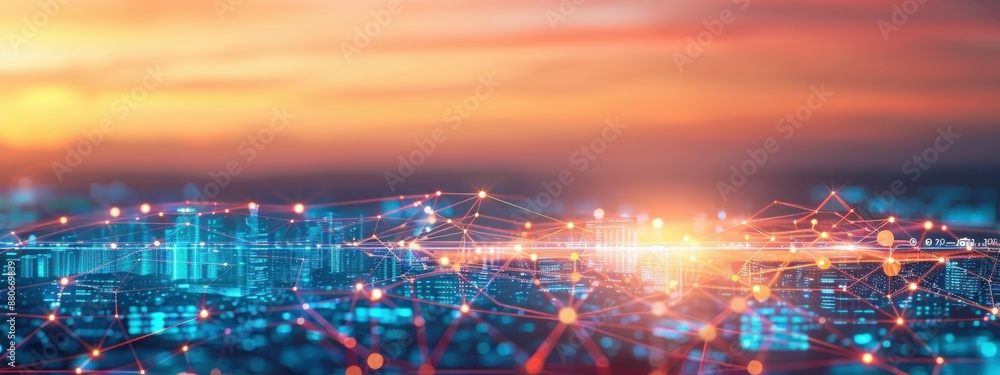 Fototapeta premium Elevated signal observation platforms above bustling cities, elevated signal observation, high-tech surveillance and urban monitoring