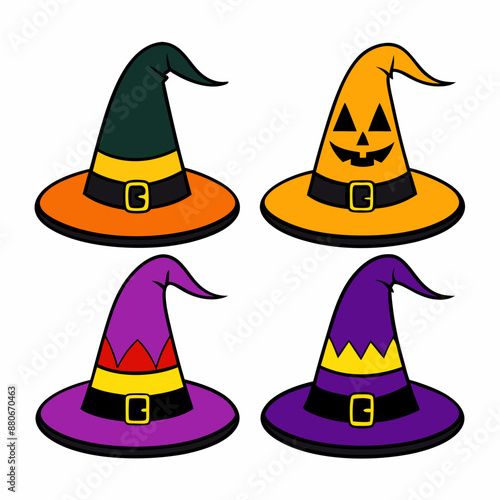 Halloween Hat Set Vector Illustration