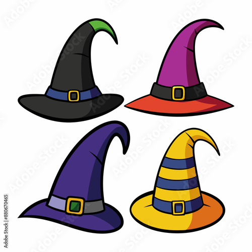 Halloween Hat Set Vector Illustration