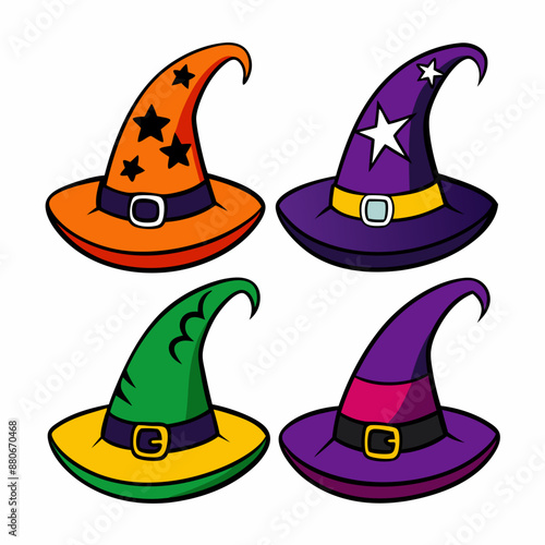 Halloween Hat Set Vector Illustration